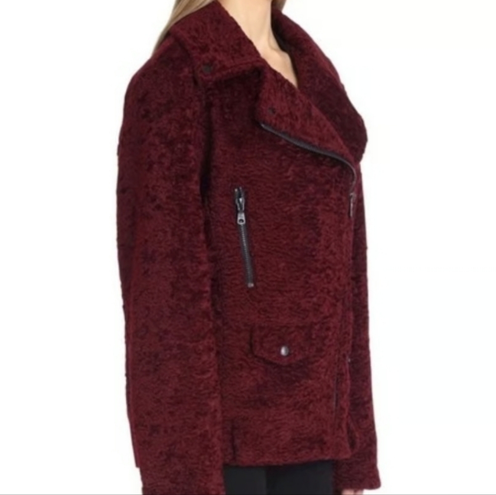 Avec Les Filles Faux Shearling Biker Jacket (S)